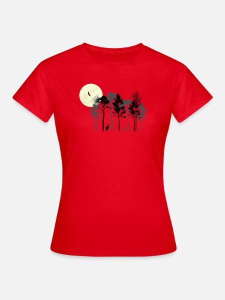 Mystische Nachtwald-Silhouette - Frauen T-Shirt - Rot