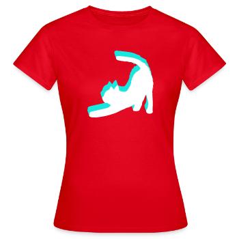 Katzen sich strecken  Türkis-Pinselstil - Frauen T-Shirt - Rot - Vorne - AI Model Female 172 dark (172cm)