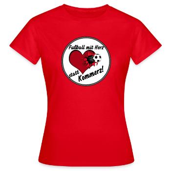 Fussball mit Herz ................................ - Frauen T-Shirt - Rot - Vorne - AI Model Female 172 dark (172cm)