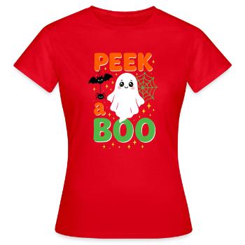 Panneau d’affichage effrayant d’Halloween - T-shirt Femme - rouge - Devant - AI Model Female 172 dark (172cm)