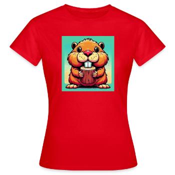 Bieber - Frauen T-Shirt - Rot - Vorne - AI Model Female 172 dark (172cm)