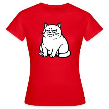 Gelangweilte Katze - Frauen T-Shirt - Rot - Vorne - AI Model Female 172 dark (172cm)
