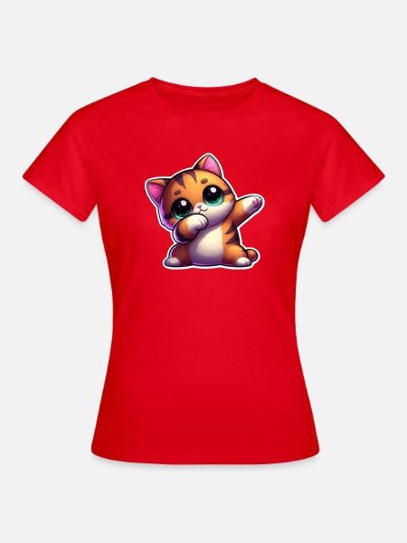 Chaton mignon aux grands yeux expressifs - Dame-T-shirt - rød