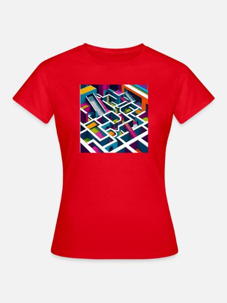 Abstractico Geometrisches Labyrinth - Frauen T-Shirt - Rot