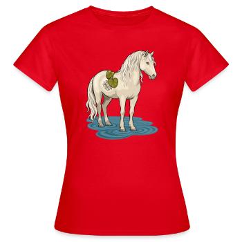 Le cheval de ruisseau - T-shirt Femme - rouge - Devant - AI Model Female 172 dark (172cm)