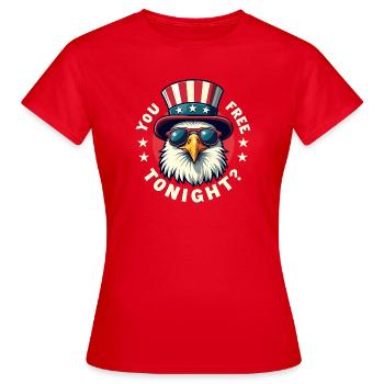Tu es libre ce soir, Eagle, 4 juillet - T-shirt Femme - rouge - Devant - AI Model Female 172 dark (172cm)