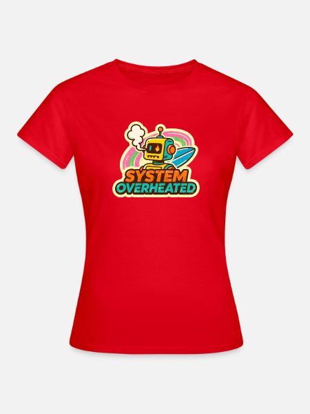 Retro Robot Surfkunst Design - Frauen T-Shirt - Rot