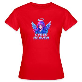 Cyber Heaven Angel Illustration - T-shirt Femme - rouge - Devant - AI Model Female 172 dark (172cm)