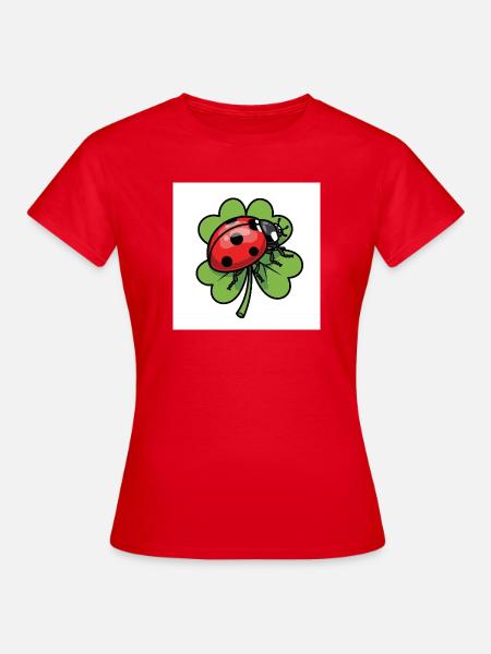 Kleeblatt mit Marienkäfer Design - Frauen T-Shirt - Rot