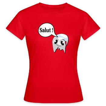 Salut Fantôme - T-shirt Femme - rouge - Devant - AI Model Female 172 dark (172cm)