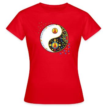 Yin Yang Tao avec Bouddha - T-shirt Femme - rouge - Devant - AI Model Female 172 dark (172cm)