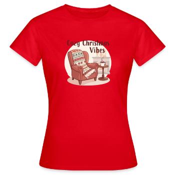 Cozy Armchair – Cozy Christmas Vibes - Women's T-Shirt - red - Front - AI Model Female 172 dark (172cm)