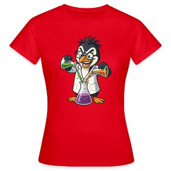 Verrückt Professor Pinguin Chemie Nerd Experiment - Frauen T-Shirt - Rot - Vorne - AI Model Female 172 dark (172cm)