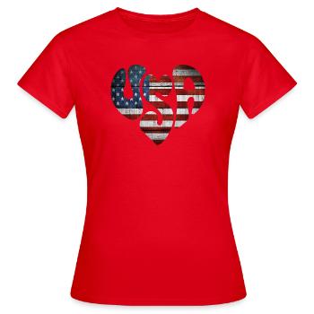 Poignée et Cœur Américain Vintage - T-shirt Femme - rouge - Devant - AI Model Female 172 dark (172cm)