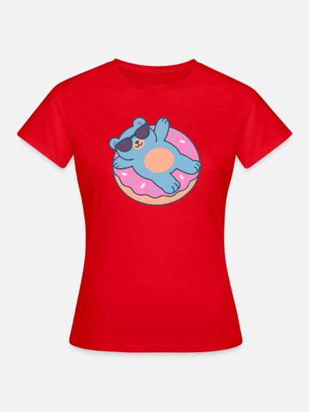 Blauer Teddybär mit Sonnenbrille - Frauen T-Shirt - Rot