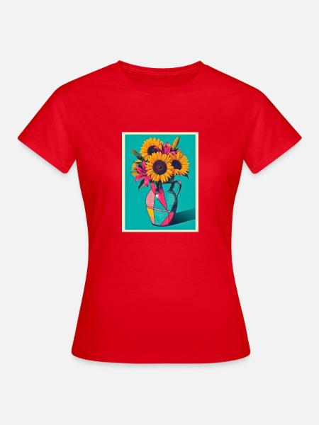 Pop Art Blumenvase - Frauen T-Shirt - Rot