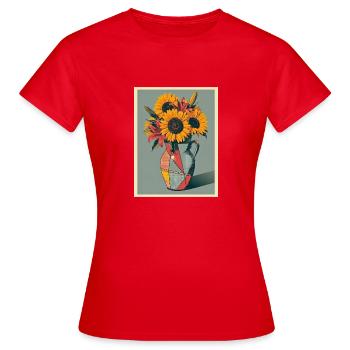 Vase mit Sonnenblumen und Lilien Artistic - Frauen T-Shirt - Rot - Vorne - AI Model Female 172 dark (172cm)