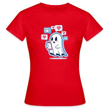 Fantôme mignon avec smartphone - T-shirt Femme - rouge - Devant - AI Model Female 172 dark (172cm)