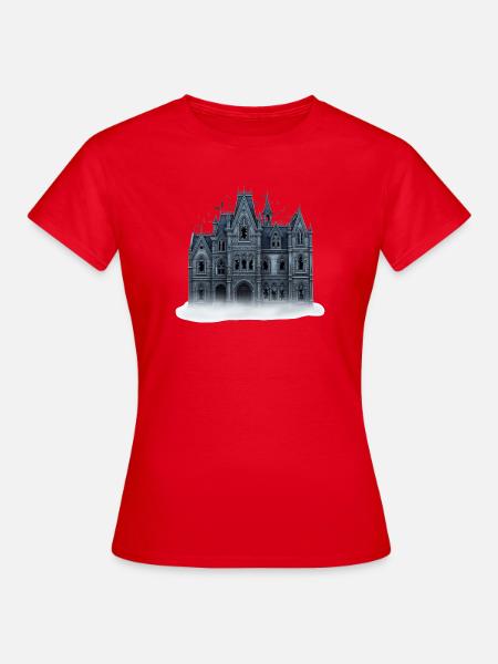 Gothisches Spukhaus Illustration - Frauen T-Shirt - Rot