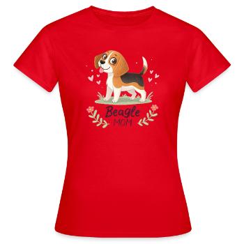 Beagle Mom Blumen Cartoon für Hundeliebhaberinnen - Frauen T-Shirt - Rot - Vorne - AI Model Female 172 dark (172cm)