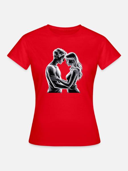 Intimes Schwarz-Weiß-Paarporträt - Frauen T-Shirt - Rot