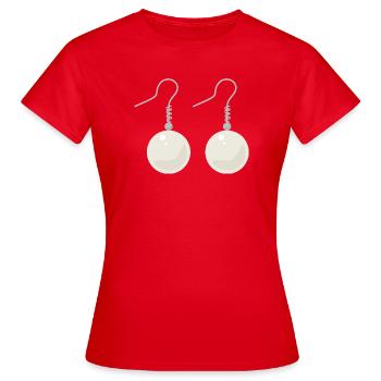 Boucles d’oreilles élégantes en perles - T-shirt Femme - rouge - Devant - AI Model Female 172 dark (172cm)