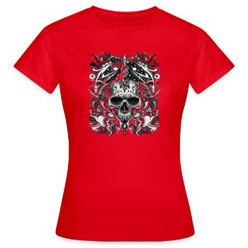 Crâne tribal sombre avec des éléments mystiques - T-shirt Femme - rouge - Devant - AI Model Female 172 dark (172cm)
