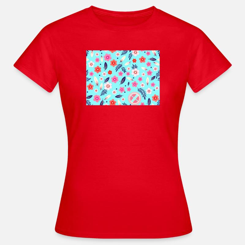 Floral pattern with surfboards on sky blue - Women's T-Shirt - red