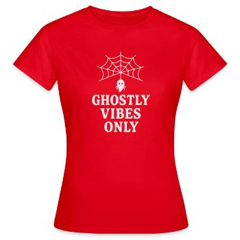 Spiritual spider web print with ghost - Women's T-Shirt - red - Front - AI Model Female 172 dark (172cm)