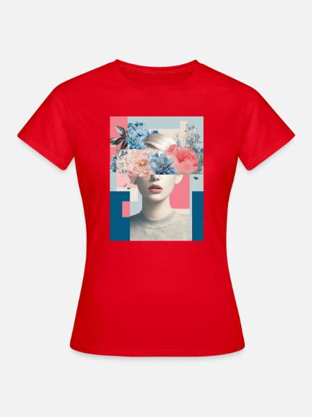 Abstrakte florale Weiblichkeit - Frauen T-Shirt - Rot