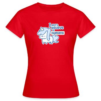 Whimsical Unicorn  - Women's T-Shirt - red - Front - AI Model Female 172 dark (172cm)