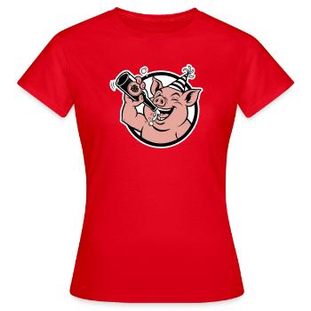 Cochon avec bouteille de célébration - T-shirt Femme - rouge - Devant - AI Model Female 172 dark (172cm)