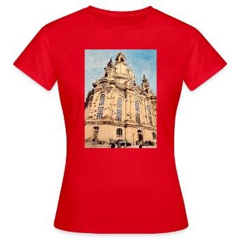 Église Notre-Dame de Dresde - T-shirt Femme - rouge - Devant - AI Model Female 172 dark (172cm)