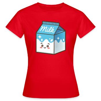 Carton de lait Kawaii - T-shirt Femme - rouge - Devant - AI Model Female 172 dark (172cm)