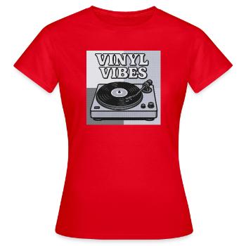 Vinyl Vibes Rétro Platine vinyle design - T-shirt Femme - rouge - Devant - AI Model Female 172 dark (172cm)