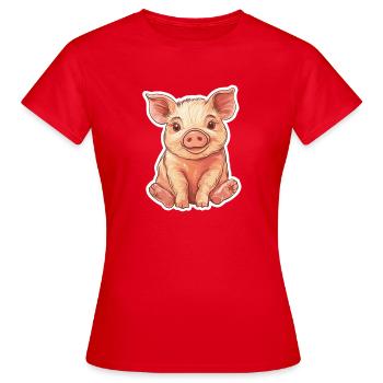 Schwein Ferkel - Frauen T-Shirt - Rot - Vorne - AI Model Female 172 dark (172cm)