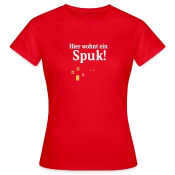 Katzenhaus mit Spuk-Charme - Frauen T-Shirt - Rot - Vorne - AI Model Female 172 dark (172cm)