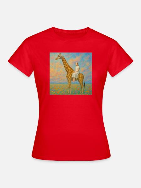 Träumen mit der Giraffe  - Frauen T-Shirt - Rot