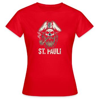 St.Pauli Kiez Hamburg Totenkopf Sankt Pauli - T-shirt Femme - rouge - Devant - AI Model Female 172 dark (172cm)