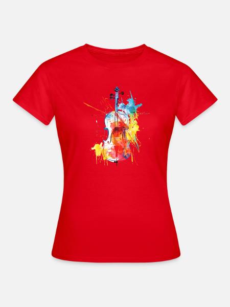 Farbenfrohe Violinenkunst - Frauen T-Shirt - Rot