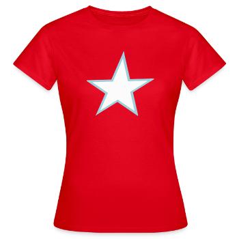Leuchtender Stern mit blauer Umrandung - Frauen T-Shirt - Rot - Vorne - AI Model Female 172 dark (172cm)