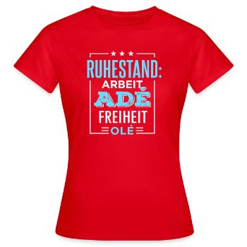 Retraite Adieu Travail Liberté Olé Pension Pension - T-shirt Femme - rouge - Devant - AI Model Female 172 dark (172cm)