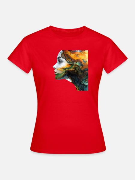 Fluidkunst Gesichtsmotiv - Frauen T-Shirt - Rot