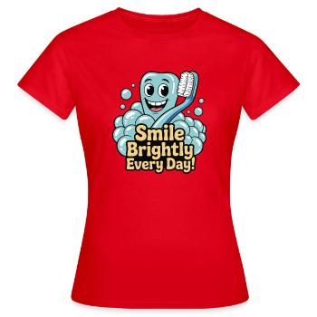 Dent heureuse avec sourire éclatant et dentifrice - T-shirt Femme - rouge - Devant - AI Model Female 172 dark (172cm)