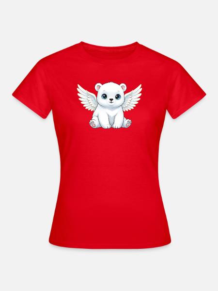 Süßer Eisbär Engel mit Flügeln Cartoon Lächeln - Frauen T-Shirt - Rot