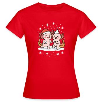 Axolotl bataille de boules de neige hiver - T-shirt Femme - rouge - Devant - AI Model Female 172 dark (172cm)
