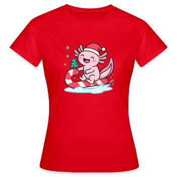Axolotl avec canne à sucre Noël - T-shirt Femme - rouge - Devant - AI Model Female 172 dark (172cm)