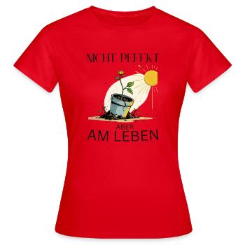 Wachsender Lebensbaum in Blumentopf - Frauen T-Shirt - Rot - Vorne - AI Model Female 172 dark (172cm)