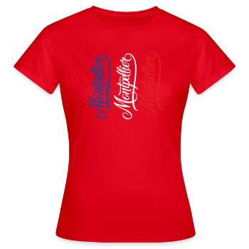 Montpellier Souvenir french with national colours - Women's T-Shirt - red - Front - AI Model Female 172 dark (172cm)