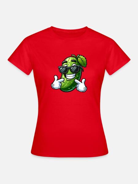 Coole Gurke Cartoon Sonnenbrille Sommer Spaß - Frauen T-Shirt - Rot